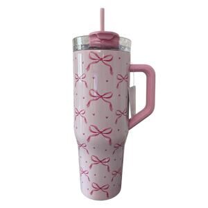 Pink Tumbler Bows & Hearts Stainless Steel 40 oz Hobby Lobby Exclusive NEW